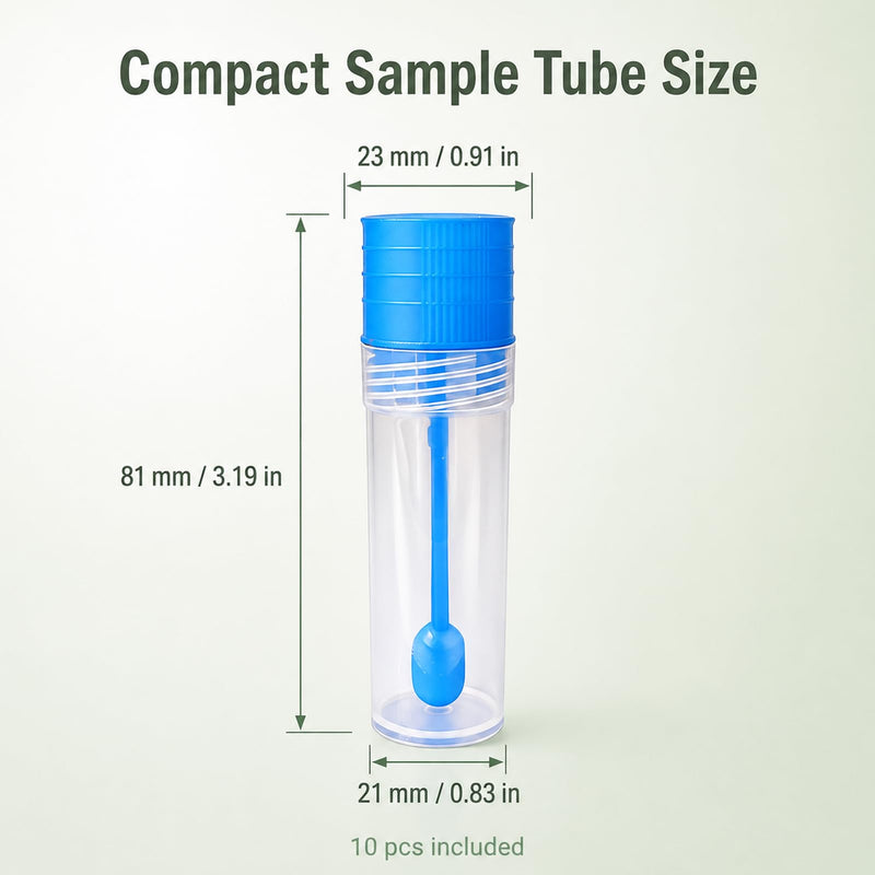 10 ampoules of 15 ml stool sample tubes, feces sample tubes, dog | With spoon, for removing dogs, cat waste for testing purposes