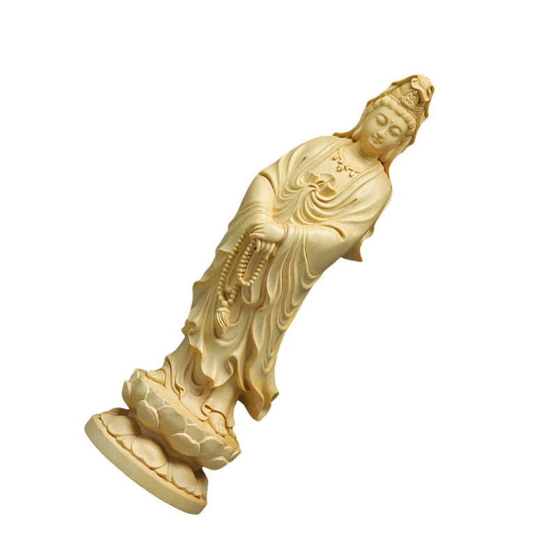 SEWACC Guanyin Statue Moon Guan Yin Buddha Figurine Buddhist Decor Home Accent Asian Religious Statue for Shelf Desk Meditation Space 4.72 X 1.41 X 1.