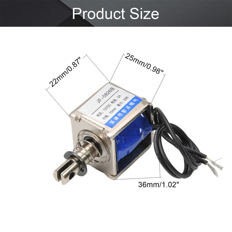 [Australia - AusPower] - Fielect DC 12V 20N Push Pull Type Solenoid Electromagnet, 10mm 2A Open Frame Type Solenoid Electromagnet, Linear Motion, JF-0826B-12V Models : JF-0826B-12V 