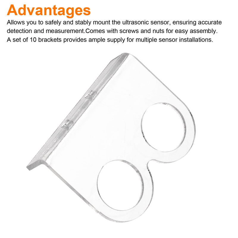 [Australia - AusPower] - MECCANIXITY 10 Pcs Ultrasonic Sensor Mounting Bracket for Distance Sensor Module, Ultrasonic Module Accessories with Screws and Nuts, Transparent 