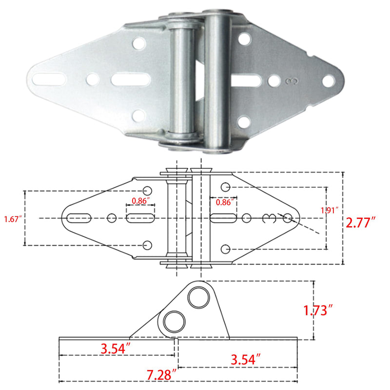 [Australia - AusPower] - 2 Packs Garage Door Hinges #3 with Galvanized Finish - Heavy Duty 14 Gauge Steel, Suitable for Residential/Light Commercial Garage Door Replacement 