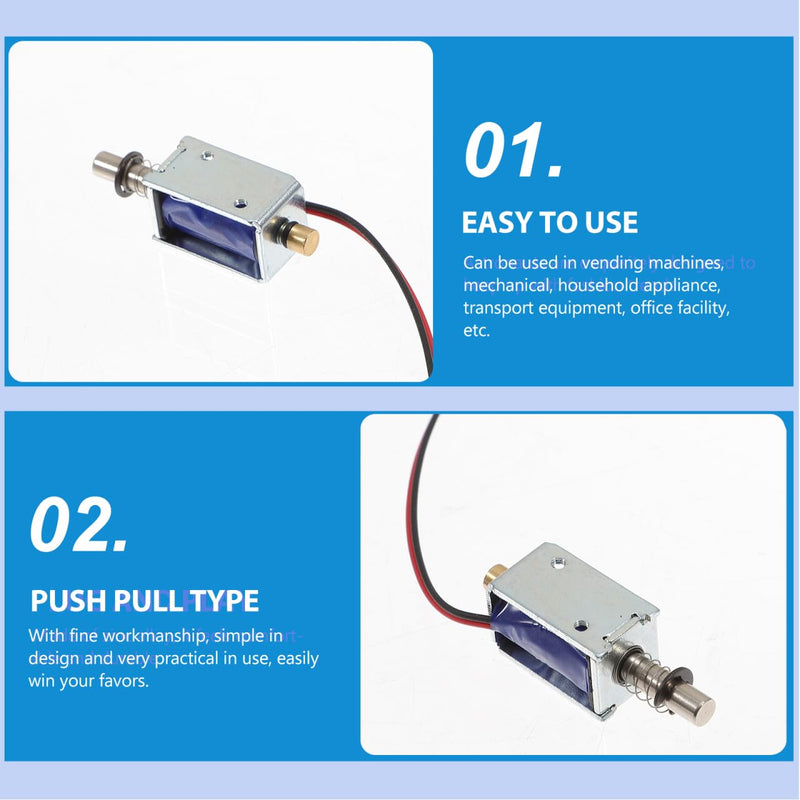 Push-Pull Electromagnet DC Open Frame Linear Motion Plunger with Spring Return for Vending Machines and Household Appliances Pack of 12 3.7X1.3X1.1CMx4pcs As Shown X4 Pieces