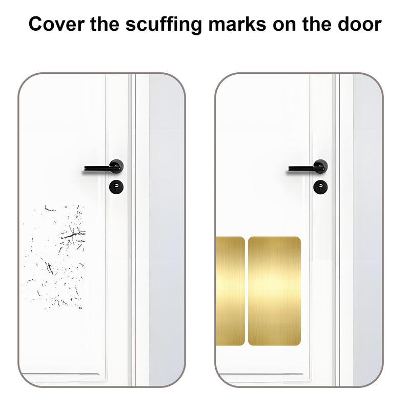 Durable Cat & Dog Door Protector from Scratching - Anti-Scratch Guard for Interior/Exterior Doors, Stainless Steel Self-Adhesive Kick Plate (Brushed Gold, 8" x 16") 8" x 16" Brushed Gold