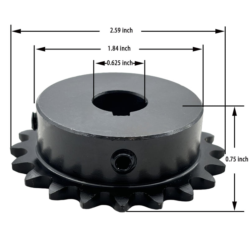 [Australia - AusPower] - #35 Roller Chain Sprocket Type B 5/8 inch Bore 20 Tooth, Hardened Antirust 1045 Steel Drive Sprockets 35B20-5/8 