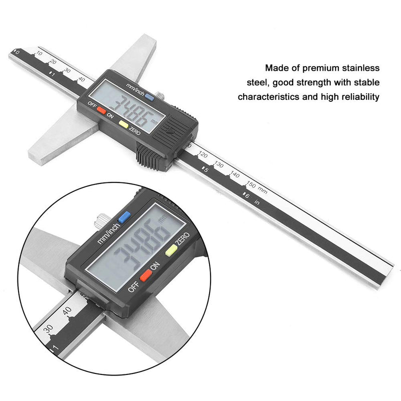 [Australia - AusPower] - Depth Gauge,High Accuracy Stainless Steel Digital Depth Vernier Caliper Measuring Tool 0-150mm 0.01mm 