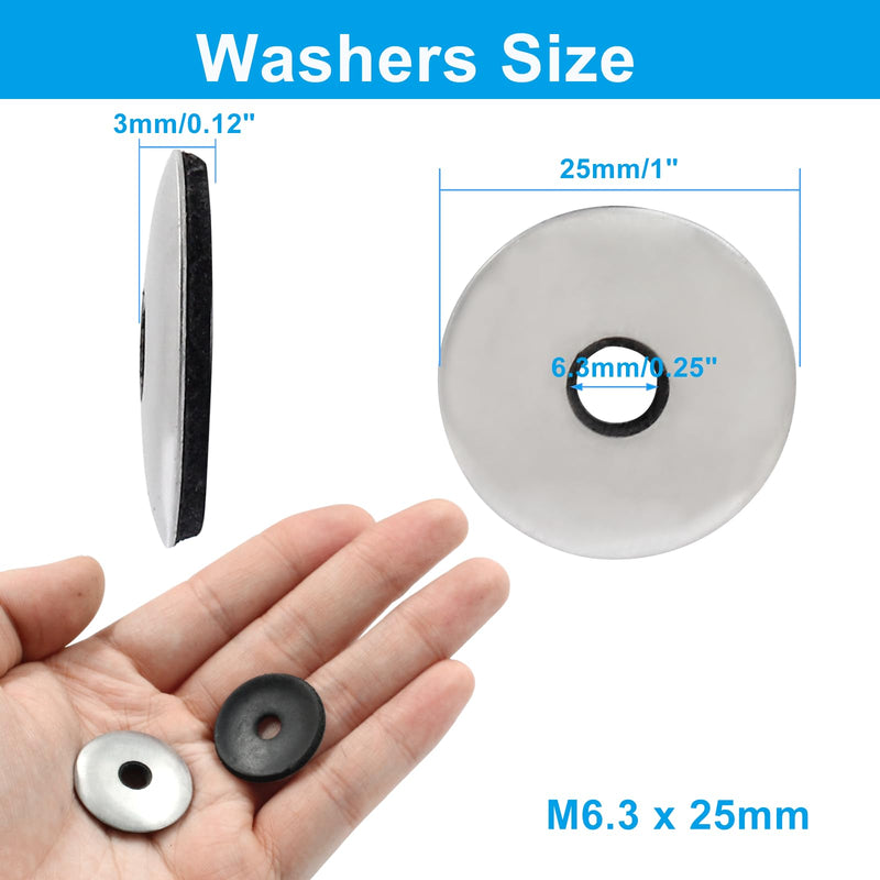 [Australia - AusPower] - 120 Pcs 1/4'' x 1" Neoprene Washers, Stainless Steel Neoprene EPDM Bonded Sealing Washers Rubber Washers Gasket Assortment Kit for Screws(M6.3 x 25mm) 120 1/4" x 1" 