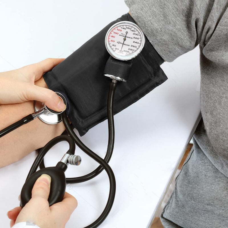 [Australia - AusPower] - NM-9170-BK Professional Aneroid Sphygmomanometer Blood Pressure Machine and Stethoscope Set, Universal Adult Size Cuff Arm, Manual Emergency BP Monitor Kit with Carrying Case, Black 