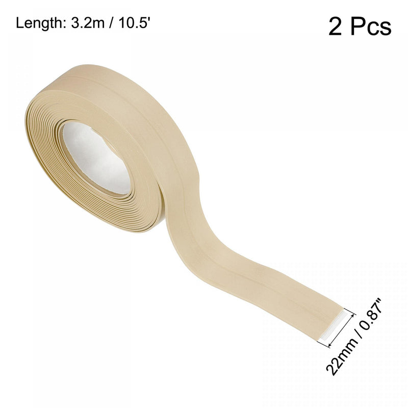 uxcell Waterproof Seal Caulk Strip Tape Self Adhesive 0.87" W x 10.5'L PVC Sealing Tape for Kitchen Bathroom Beige 2Pcs 0.87"