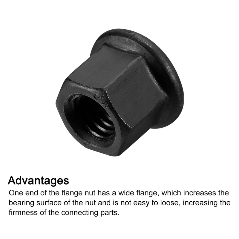 [Australia - AusPower] - uxcell M12 Flange Hex Nuts, 2pcs Grade 12.9 Carbon Steel Black Oxide Finished Hex Flange Nuts for Machinery 2 