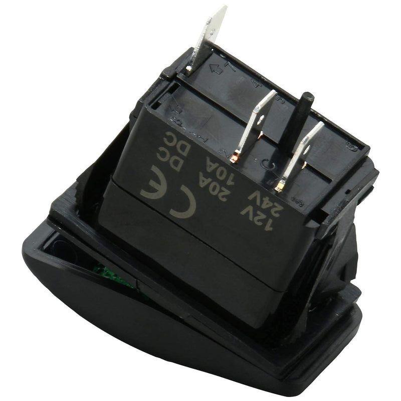 Amarine Made 2-Pack of 12v 20 Amp Waterproof LED On/Off Boat Marine SPST 3P Rocker Switch with Light (Green)