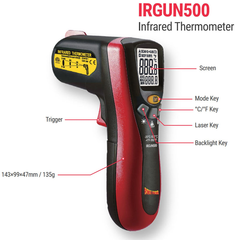 [Australia - AusPower] - Power Probe IRGUN500CBINT No-Contact Thermometer 