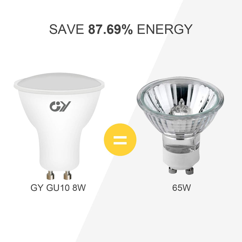 [Australia - AusPower] - GY GU10 LED Cool White Bulb, 8 W, 6500 K, 800 Lumens, Cool White Bulbs, Replaces 80 W Bulbs, 120° Beam Angle Reflector, Not Dimmable, Pack of 12 8w-6500k 12 Stück (1er Pack) 