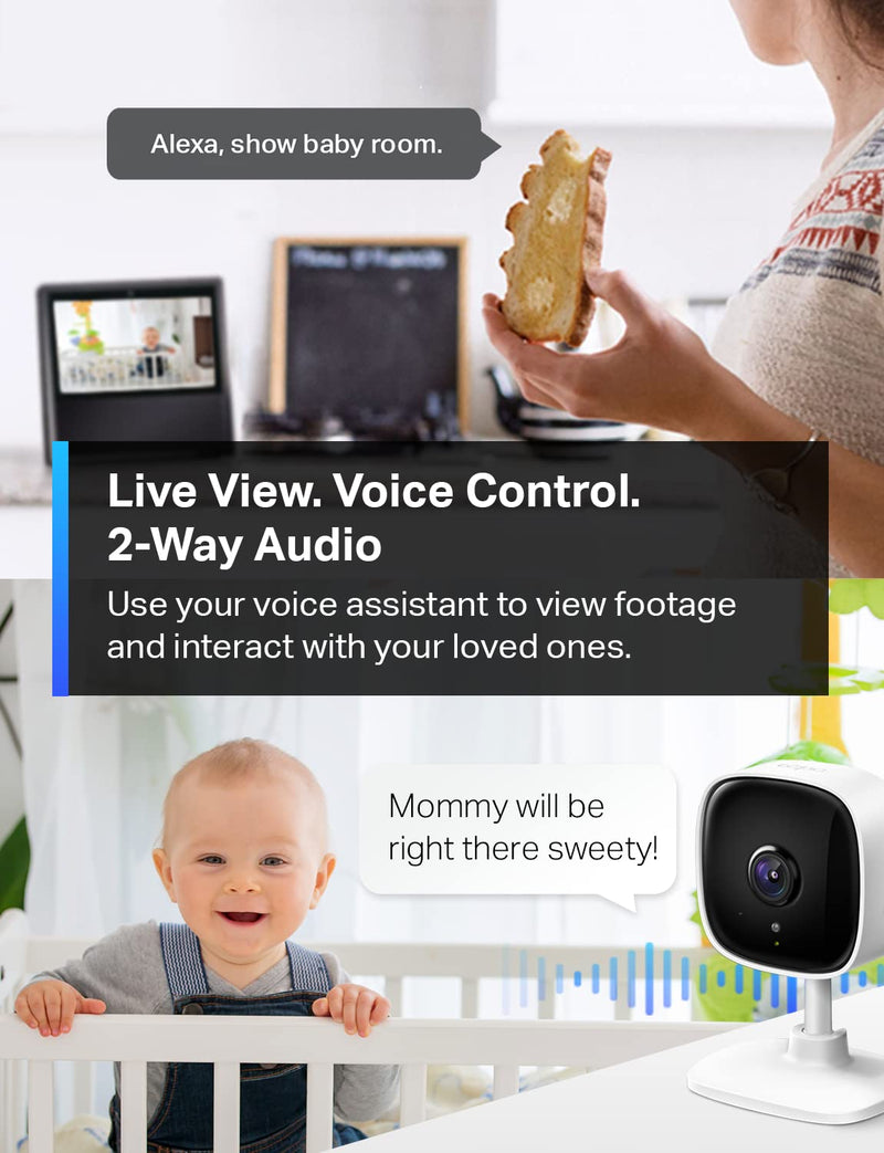 [Australia - AusPower] - TP-Link Tapo 1080P Indoor Security Camera for Baby Monitor, Dog Camera w/ Motion Detection, 2-Way Audio Siren, Night Vision, Cloud & SD Card Storage, Works w/ Alexa & Google Home (Tapo C100) 1080P 1-Pack 