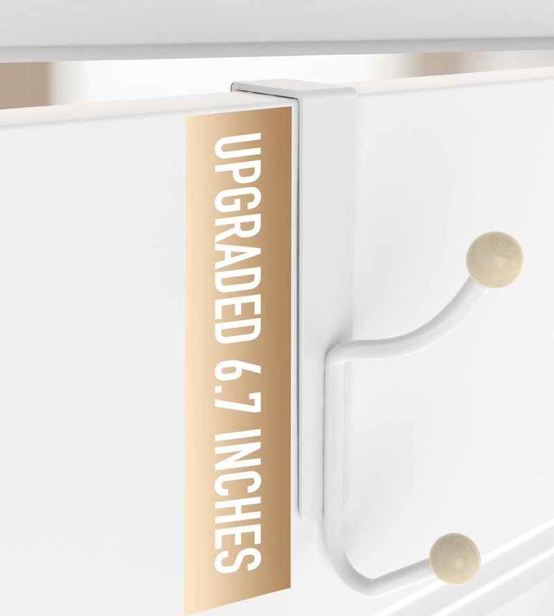 [Australia - AusPower] - Over The Door Hooks Hanger, Super Heavy Duty Metal Double Hooks - Twin Hooks Bathroom Accessories and Coat Towel Rack Organization - No-Installation, Matte White, 2 Pack 