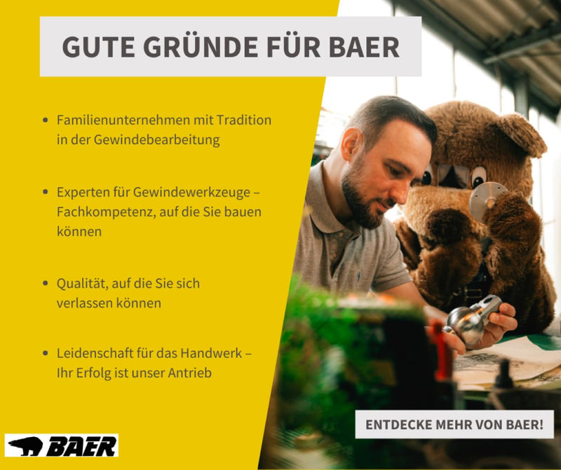 BaerCoil Baer Machine Tap M5 Tap HSSE VAP - Form B Tap - Size M 5 x 0.8 - DIN 371 - Thread Drill Vaporised - for Stainless Steels and Stainless Steels M 5 x 0,8 - DIN 371
