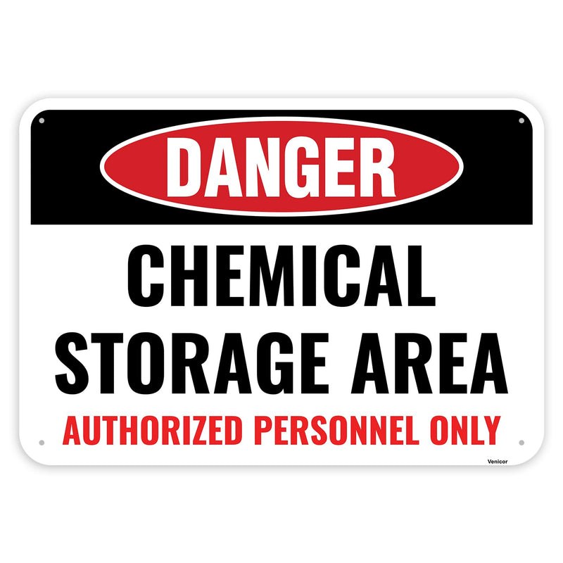 1PC Chemical Storage Area Sign, 10 x 7 Inches - Aluminum - Danger Hazard Toxic Industrial Warning Sign 10" x 7"