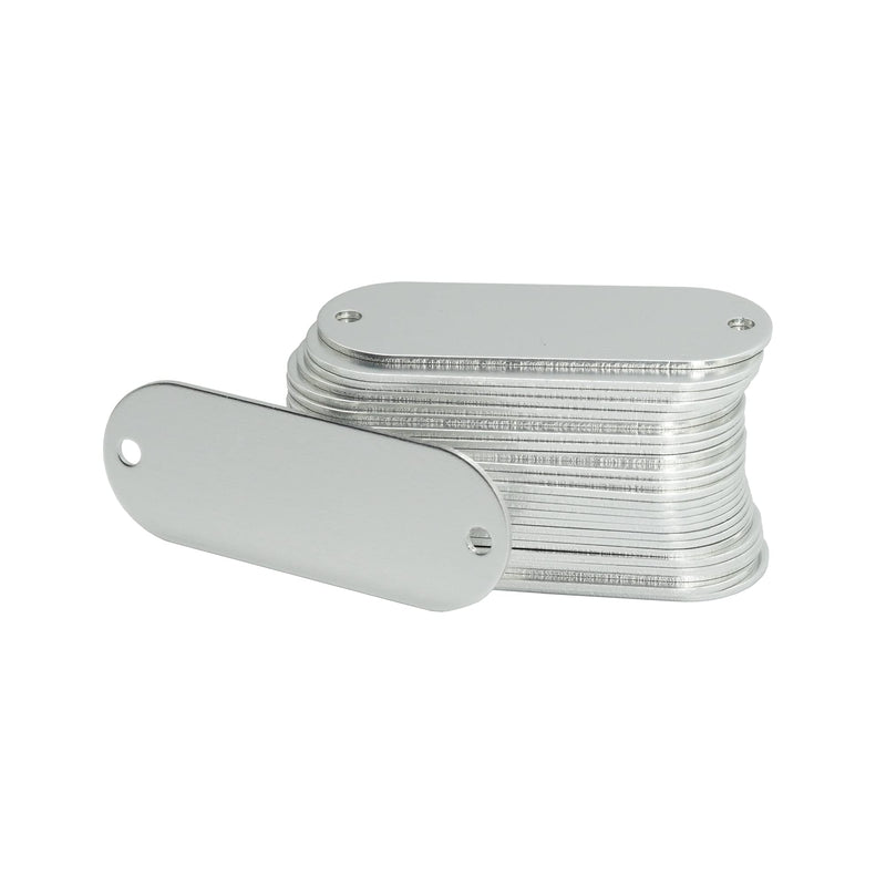 StayMax Aluminum Engraving Blanks Tags Stamping Blanks Tags with 2 Holes 50 Pack (Silver) Silver