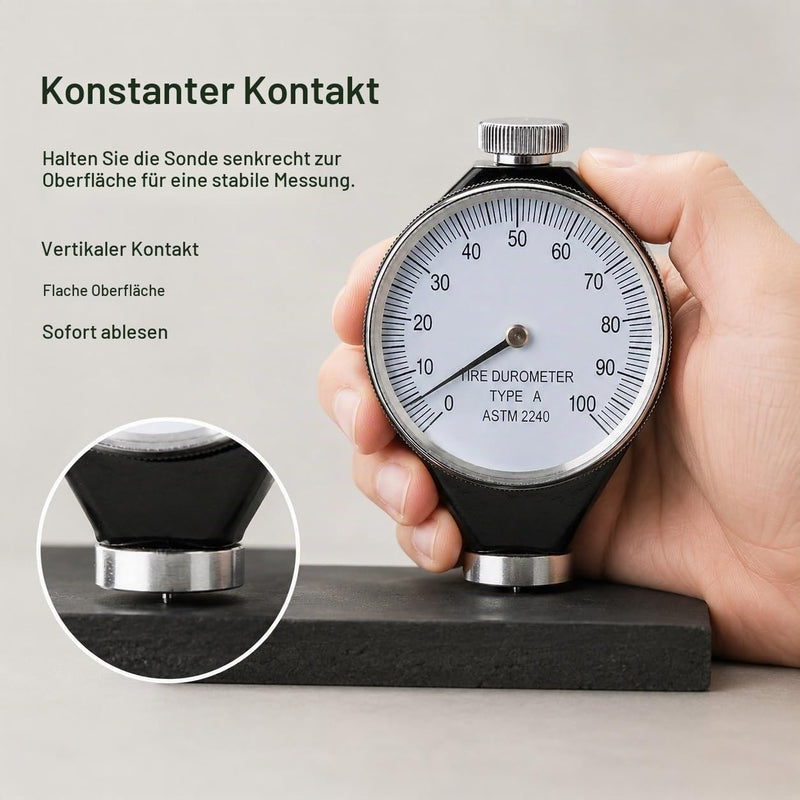 Shore A Hardness Tester 0-100 HA Analogue Rubber Hardness Tester 0 | Shore A Durometer Tyre Hardness Meter Shoremeter with Clear Pointer Scale for Quick Measurements on Rubber