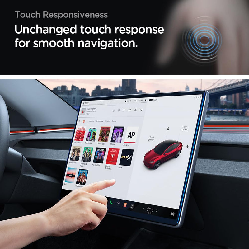 [Australia - AusPower] - Spigen Tempered Glass Screen Protector [Glas.tR EZ FIT] designed for Tesla Model 3 (2024) 15.4 inch Dashboard Touchscreen - Matte/Anti Glare/Anti Finger Print 15.4" 