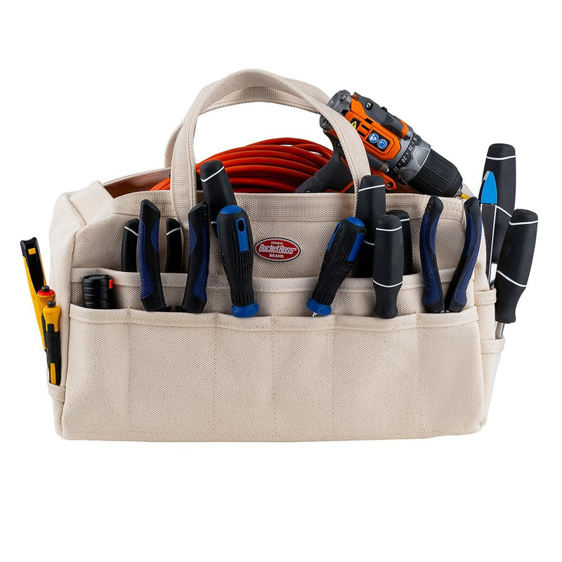 Bucket Boss - Original Rigger’s Bag - Natural, Tool Bags - Original Series (60002) , Beige 17 x 6 x 10.5 inches Solid Black