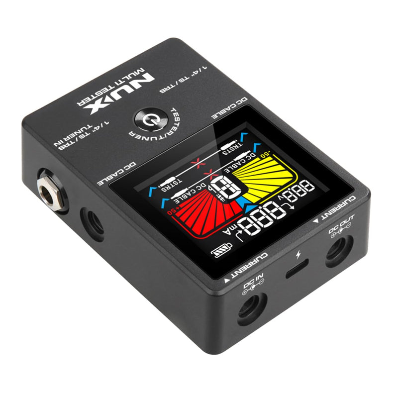 [Australia - AusPower] - NUX NMT-1 4-in-1 Rechargeable Compact Multi-Tester with Large and Intuitive Display, Featuring Patch Cable Tester, DC Cable Tester, Pedal Current, Voltage Meter, and Tuner Functions 