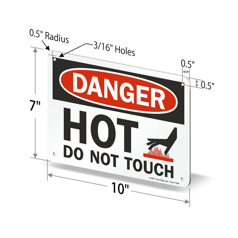 SmartSign "Danger - Hot" Sign | 7" x 10" Aluminum 7" x 10" Non-Reflective Aluminum