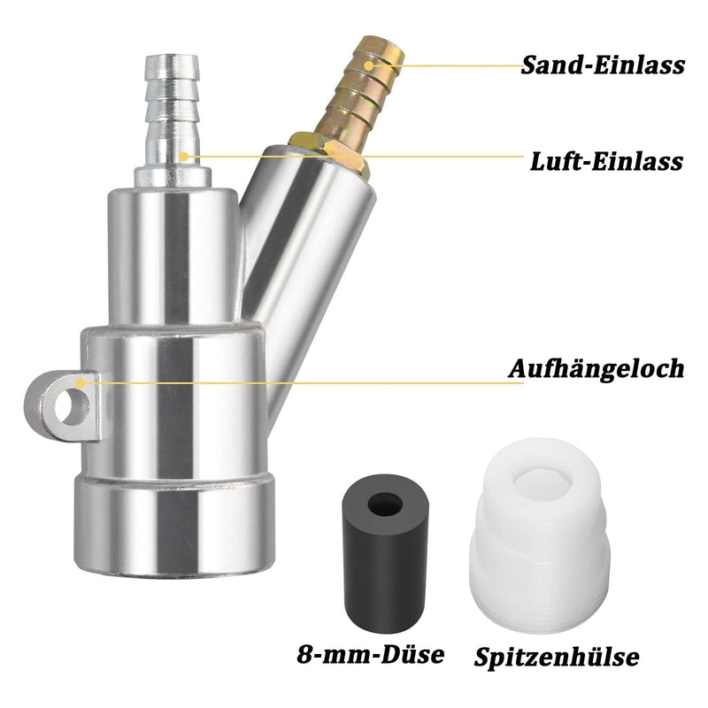Sand Blasting Gun, Air Sandblasting Gun Tool with a 8mm Boron Carbide Sandblasting Nozzle, Sandblasting Nozzles for Grinding Machine Cabinet Parts