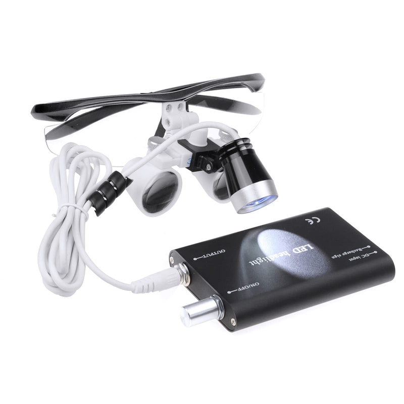 3.5x420mm Black Magnifying Glass with 3W LED Headlight for Lab Use
