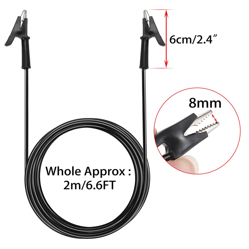 [Australia - AusPower] - Sumnacon Dual Ended Crocodile Alligator Clips, 15A Test Lead Wire Cable with Insulators Clips, 2Pcs 6.6 Ft/2M Test Flexible Cable with Protective Jack Copper Clamps for Electrical Testing 2 m 