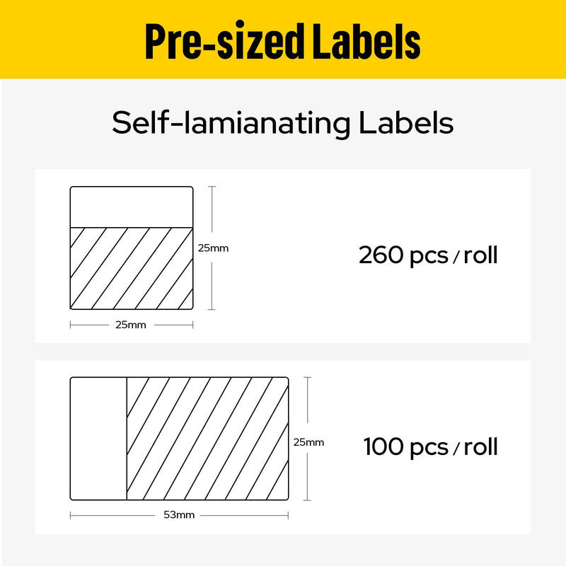 MakeID EP53 Labels, Self-Laminating Wire Wrap for Electrical&Datacom Cable, Integrated PE Labels with Ribbon Cartridge for EP53 Portable Industrial Label Maker 1 in H x 2 in W(100pcs)