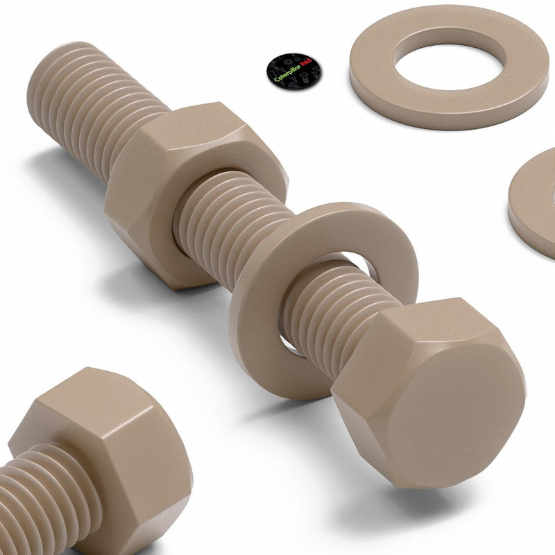 [Australia - AusPower] - 5 x PEEK Hex Head Screw M10 x 65mm Nuts & Bolts - Peek Plastic nuts and bolts, anti corrosion, chemical resistant, high temperature resistance, (13/32 x 2 9/16 in) 