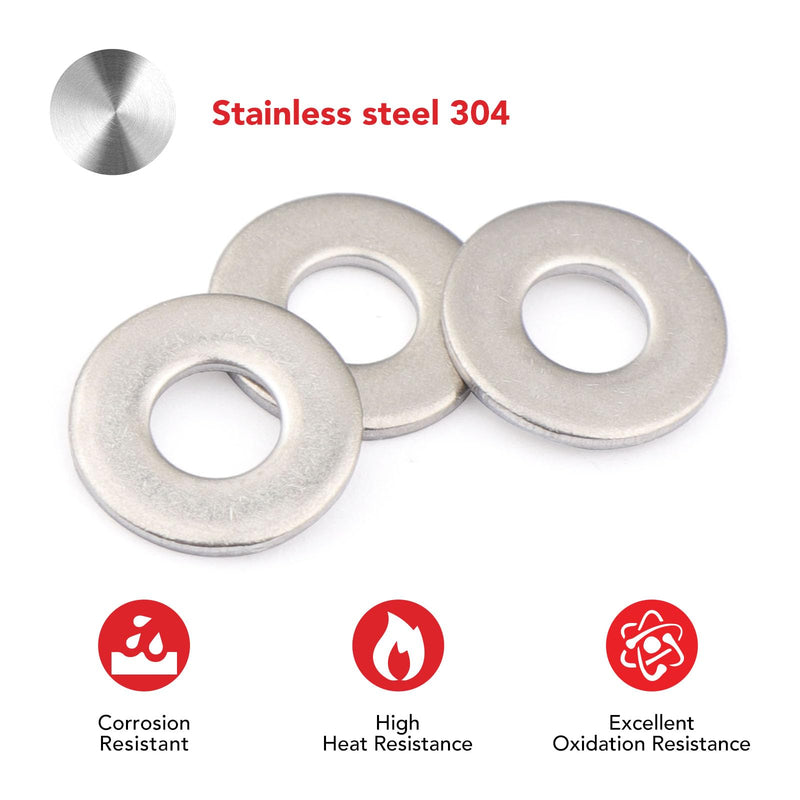 [Australia - AusPower] - 200pcs #8 x 7/16'' Washers 304 Stainless Steel Flat Washers Universal Metal Washers #8 x 7/16'' 