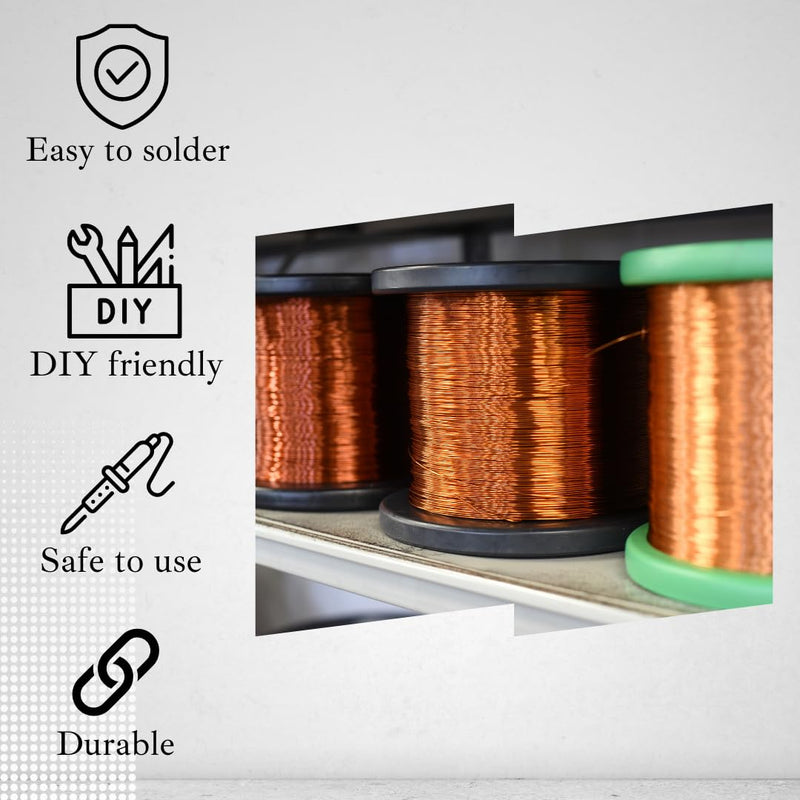 [Australia - AusPower] - Emtel 24 AWG - 1 lb (805 feet) 99.9% Pure Copper Wire, Enameled Magnetic Wire for Motor, Transformer, Magnetic Coil, & Electroculture Gardening, Winding Magnet Wire - 220°C (428°F) Thermal Class 