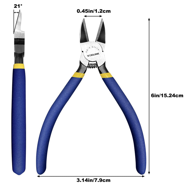 [Australia - AusPower] - VCELINK Wire Cutter, 6-inch Side Cutter, CR-V Small Flush Cutter, Professional Small Wire Cutter with Spring-loaded for Artificial Flowers, Floral, Jewellery Making, and DIY Model Making 
