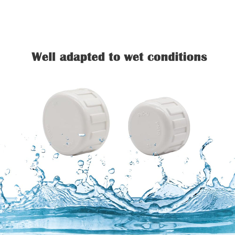 [Australia - AusPower] - 12PCS 1/2inch White PVC Female Thread Pipe End Cap Plug Adapter PVC Fittings 1/2" Fitting Fit for 0.5inch Pipes or Fittings SCH40 HE031-1/2 0.5 Inch 