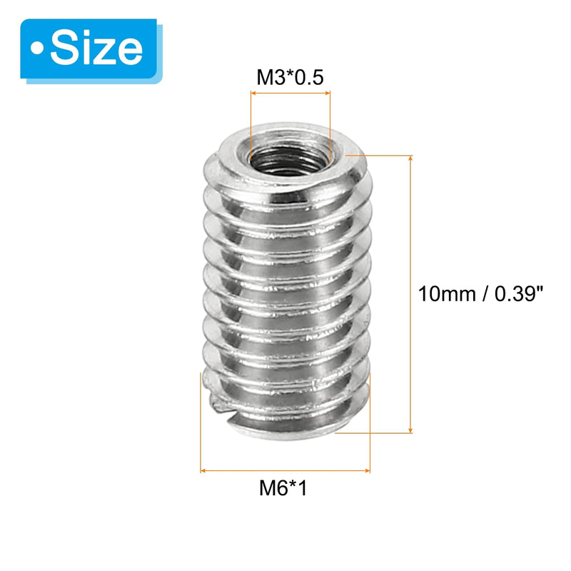 [Australia - AusPower] - PATIKIL Thread Adapters Sleeve Reducing Nut, 10 Pcs M6*1 Male to M3*0.5 Female Repairing Insert Nut Screw Reducer Conversion Stainless Steel Fastener 10mm M3xM6x10mm 