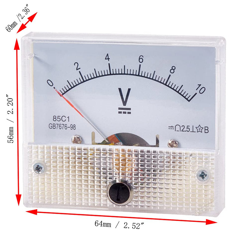 [Australia - AusPower] - Heyiarbeit 0-10V DC Analog Panel Voltage Gauge 85C1 Volt Meter for Voltage Measurement Devices 1Pcs 10V 