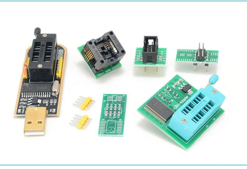 CH341A 24 25 Series EEPROM Flash BIOS USB Programmer+SOIC8 SOP8 Test Clip+SPI Flash 1.8V Adapter+SOP8 SOIC8 to DIP8 Adapter Socket Converter