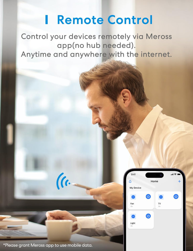 Meross Smart WLAN Socket with Current Measurement and Timer, Pack of 4 | WiFi socket with app remote control and voice control, compatible with Apple HomeKit, Alexa, Google Home, SmartThings, 16A