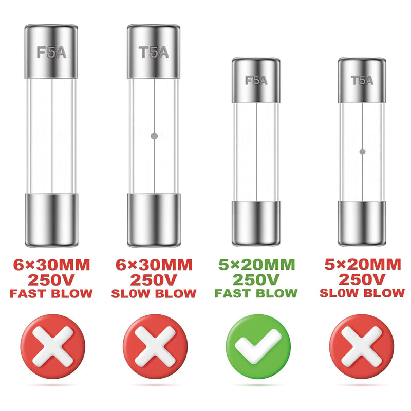 [Australia - AusPower] - 5A 250V 5x20MM Fast Blow Glass Fuse 5 Amp 250 Volt 0.2 x 0.78 Inch Fast-Acting Tube Fuses F5AL250V (Pack of 30Pcs) F5A 