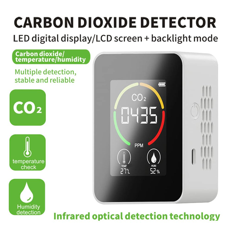 [Australia - AusPower] - Shkalacar Co2 Detector Air Quality Monitor CO2 Temperature Humidity Sensor Digital Indoor Air Pollution Tester Monitor LCD Display with Backlit 