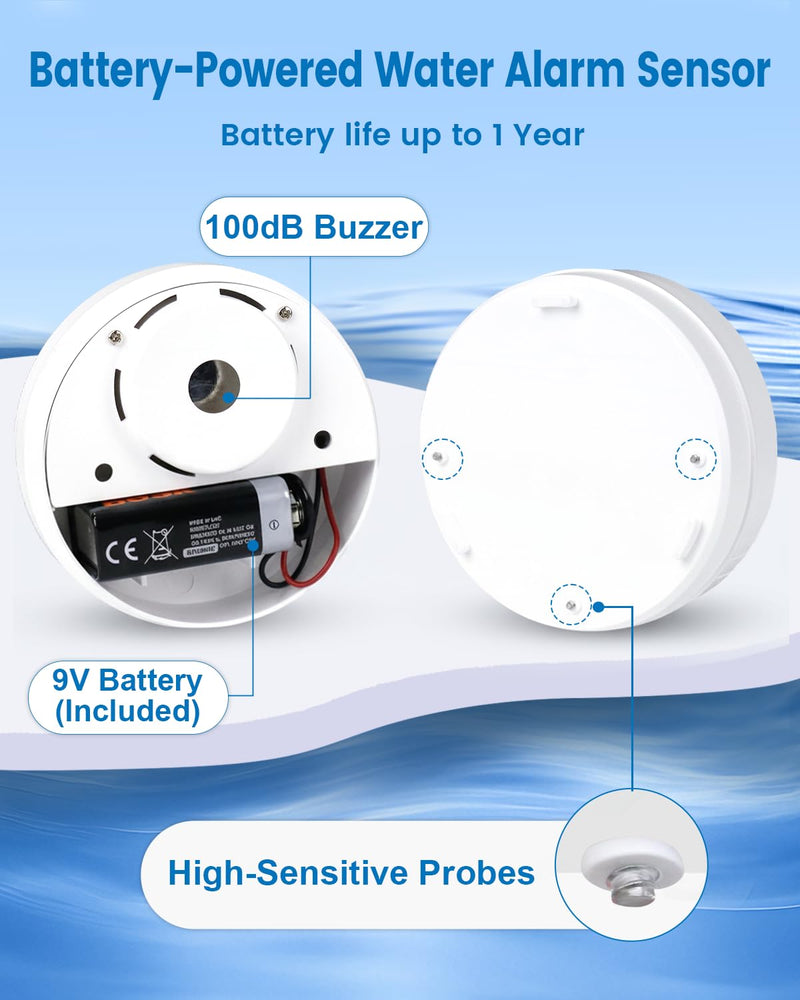 5 Pack Water Leak Detectors for Home, 100dB Waterproof Water Sensor Alarm Leak Detector for Basements, Bathrooms, Laundries, Sinks, and Windows(Battery Included) 5