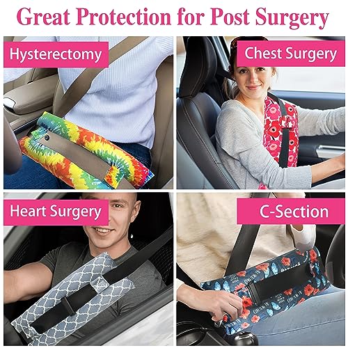 Supfitness Mastectomy Pillow Hysterectomy Pillows C Section Recovery Must Haves Essentials Products Seat Belt Cushion Post Surgery Gifts for Women Breast Pillow Cushion with Insert Ice Pockets Pink Butterflies