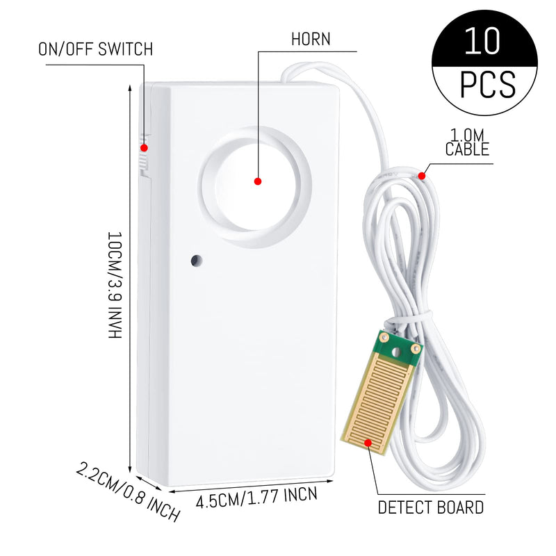 Hoteam 5 Pcs Water Sensor Alarm Leak Detector 120db Water Leak Alarm 9v Battery Flood Sensor Detector Overflow Security Alert for Home Basement Kitchen Garage Bath Tub Sink, White