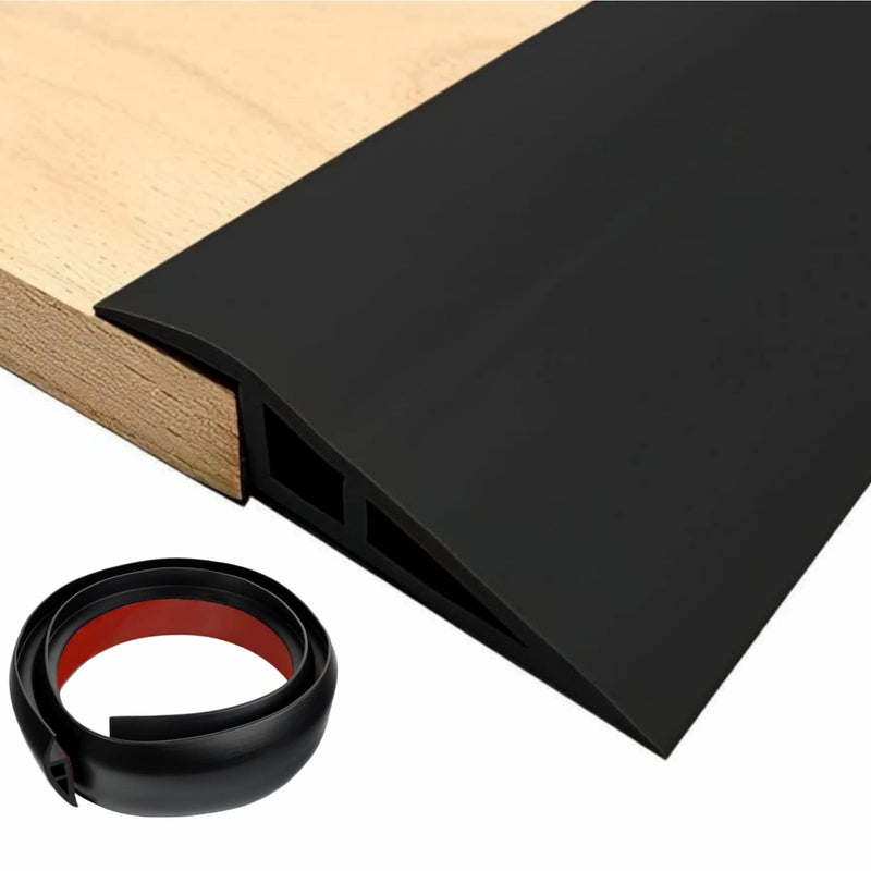 Floor Transition Strip PVC Door Threshold Ramp Doorway Edge Trim Flooring Edging Trim for Laminate Doorway Carpet Tile Floor Edge Threshold from 1/2" to 3/5" (Black, 3.3Ft) Black