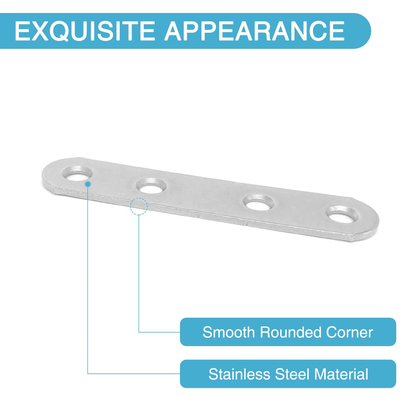 [Australia - AusPower] - 14PCS 2.99'' x 0.63'' Straight Brace, Stainless Steel Flat Bracket, Metal Brace for Wood Desk Chair Cabinet Drawer Closet Frame Furniture with 56PCS Screws 76 x 16 mm/2.99 x 0.63 in 