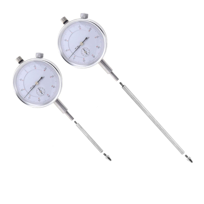 [Australia - AusPower] - Metric Dial Indicator Set with 50 and 100mm Extension Stem Rod 0-10MM Range Measuring 0.01mm Accurate 
