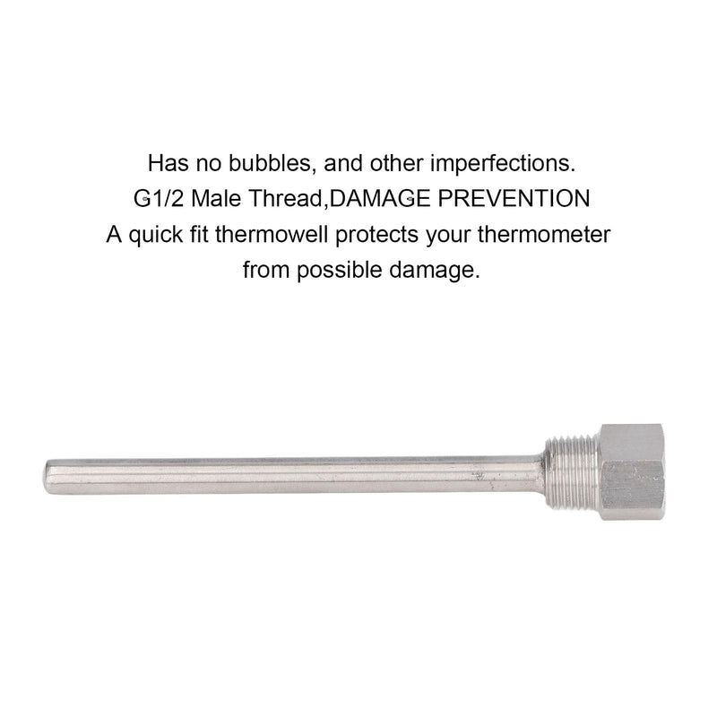 [Australia - AusPower] - Stainless Steel Thermowell, 6.7in Length G1/2 Male Thread Thermometer Well, Temperature Sensors Thermowells Replacement, Thermometer Instruments Thermowell for Needle Thermometers in Kettles 