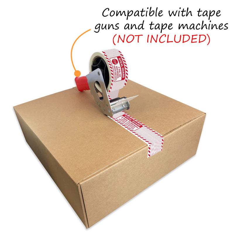 SmartSign 2 inch x 55 Yards “Steal Guard Stop If Seal Has Been Broken, Check Content” Tamper Evident Packing Tape, Void Messaging Pattern, 0.92 mil PET Material, Red and White, Made in USA STOP Check Contents Tape