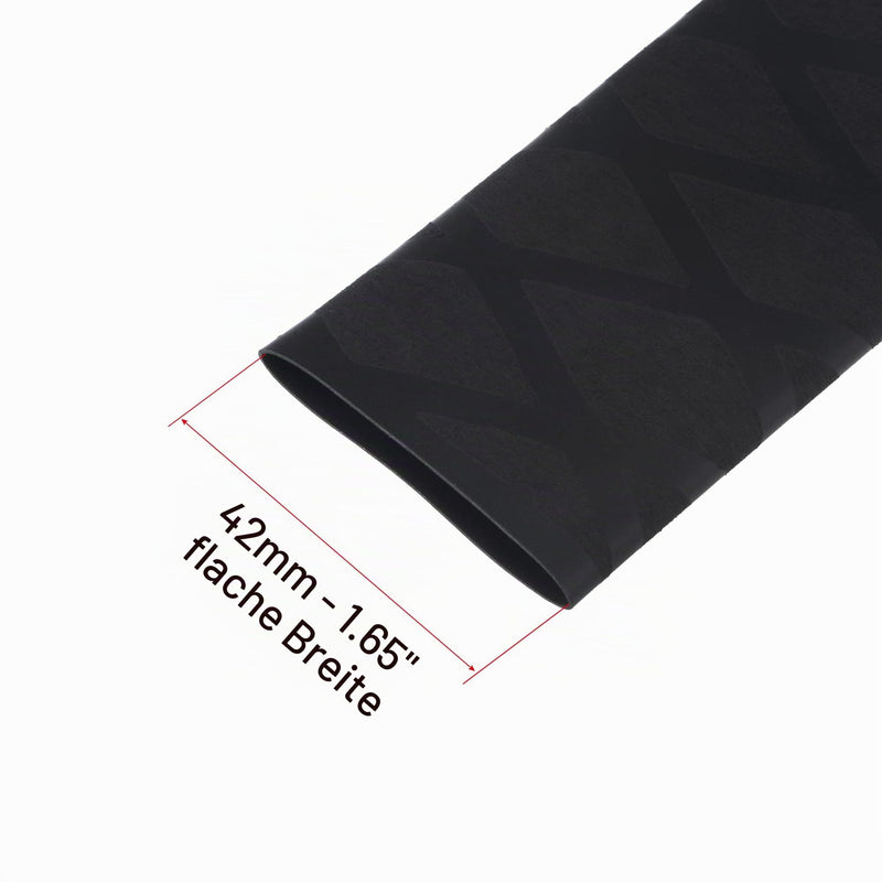 sourcing map 1 m Long Heat Shrink Tubing, 25 mm Diameter, 42 mm Flat Width, Shrink Ratio 1.8:1, Non-Slip Heat Shrink Tubing with Mesh Pattern, Heat Shrink Tube for Handles 40mm black